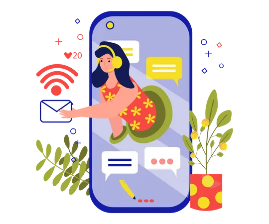 Social Media app  Illustration