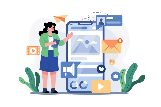 Social Media Assistant  Illustration