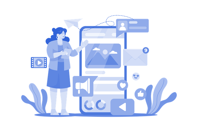 Social Media Assistant  Illustration