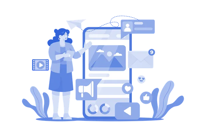 Social Media Assistant  Illustration