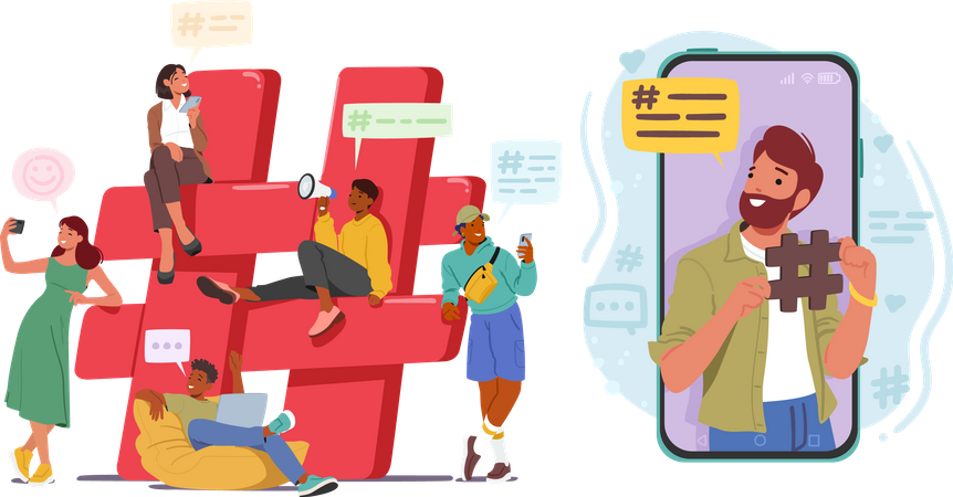 Social Media Attraction  Illustration