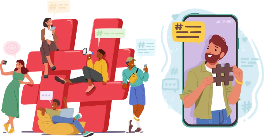 Social Media Attraction  Illustration