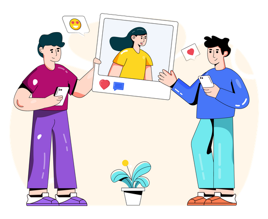 Social-Media-Beiträge mit „Gefällt mir“ markieren  Illustration