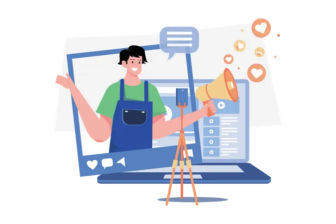 Social Media Blogger  Illustration