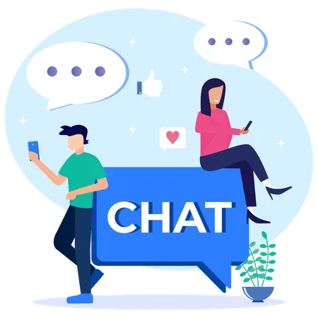 Social Media chatting Illustration
