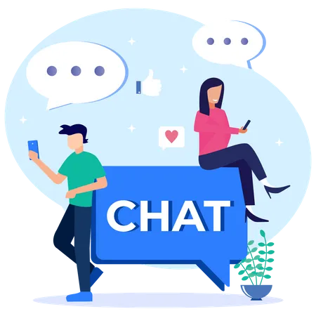 Social Media chatting  Illustration