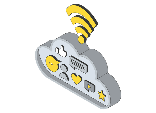 Social Media Cloud-Datenbank  Illustration