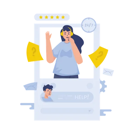 Social media customer support  Illustration