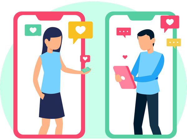 Social Media Dating  Illustration