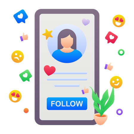 Social media follow and like  Illustration