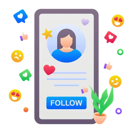 Social media follow and like  Illustration