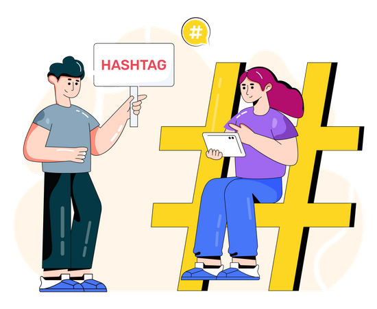 Social media Hashtag Illustration