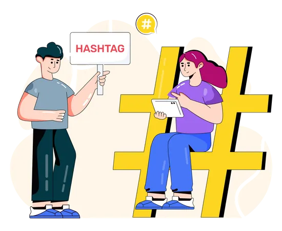Social media Hashtag  일러스트레이션