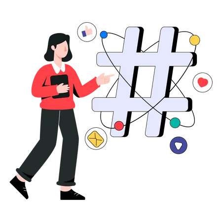 Social Media Hashtag  Illustration