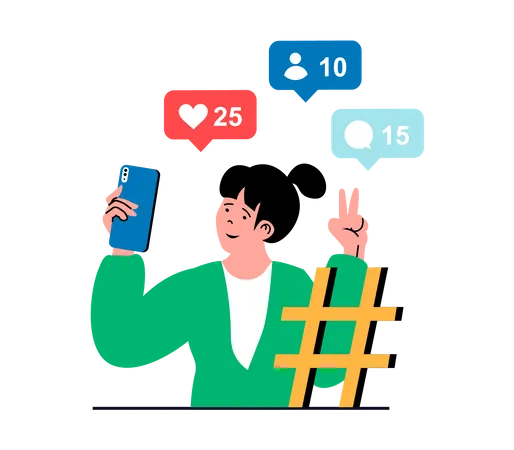 Social media hashtag  Illustration