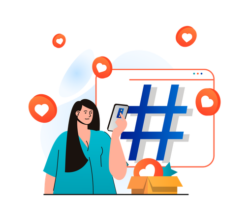 Social media hashtag  Illustration