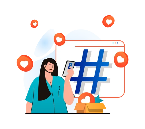 Social media hashtag  Illustration