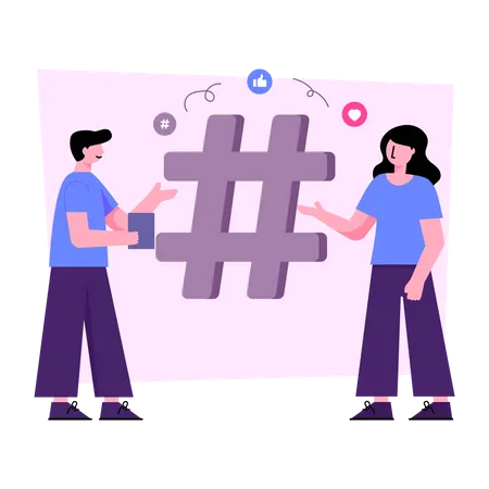 Social Media Hashtag  Illustration