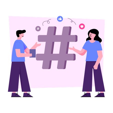 Social Media Hashtag  Illustration