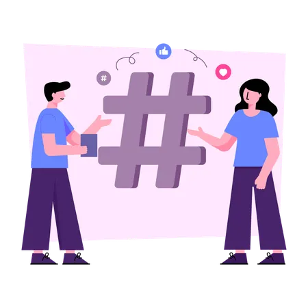 Social Media Hashtag  Illustration