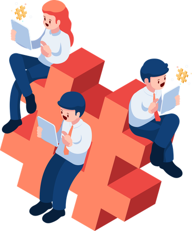 Social Media Hashtag Marketing and Advertising  Illustration