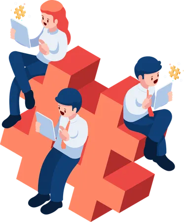 Social Media Hashtag Marketing and Advertising  Illustration