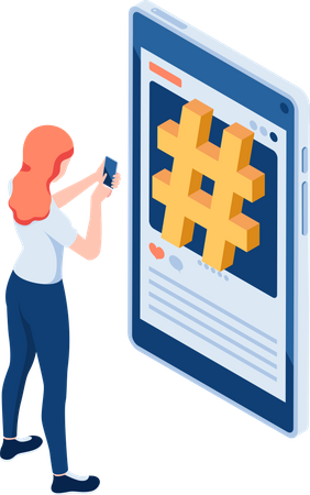 Social Media Hashtag Marketing  Illustration