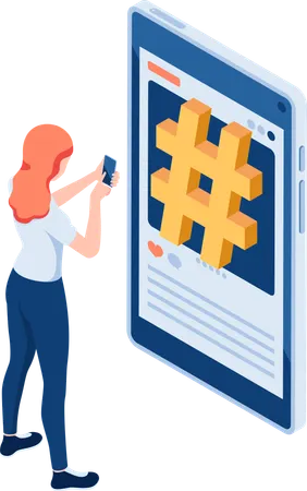Social Media Hashtag Marketing  Illustration