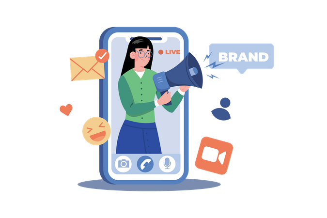 Social Media Influencer Creates Sponsored Content  Illustration