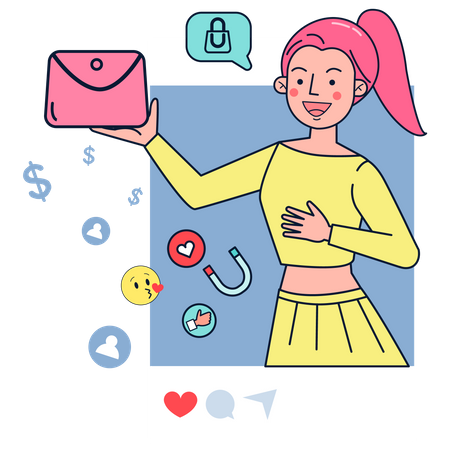 Social media influencer doing advertising  Illustration