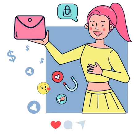 Social media influencer doing advertising  Illustration