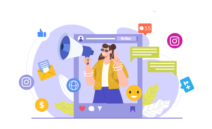 Social media influencer doing social media marketing  Illustration