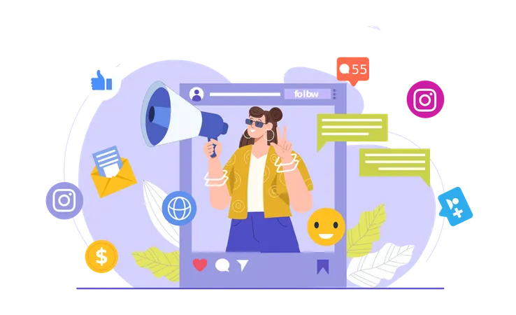 Social media influencer doing social media marketing  Illustration