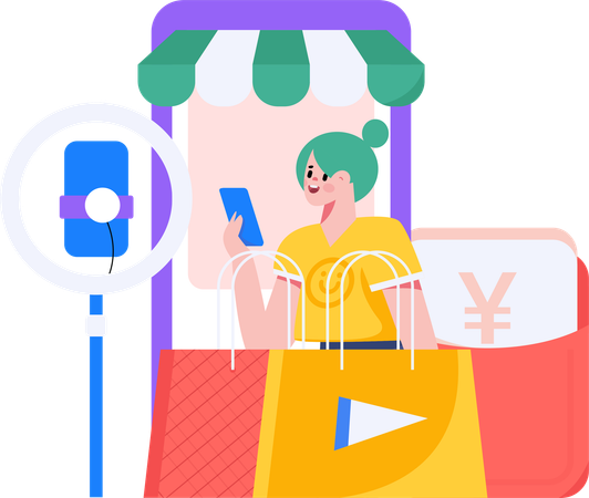 Social media influencer making video  Illustration