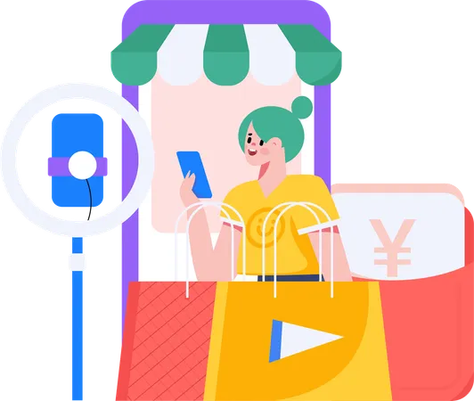 Social media influencer making video  Illustration