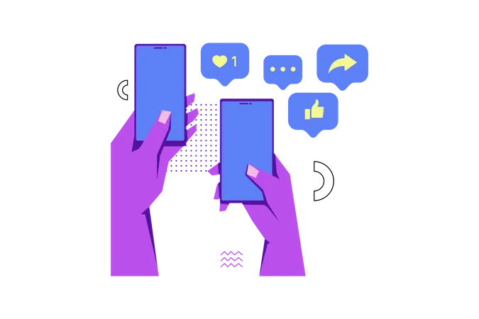 Social Media Interaction  Illustration