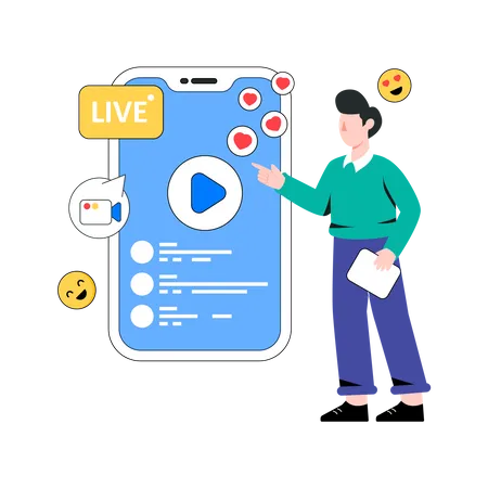 Social Media Live Streaming  Illustration