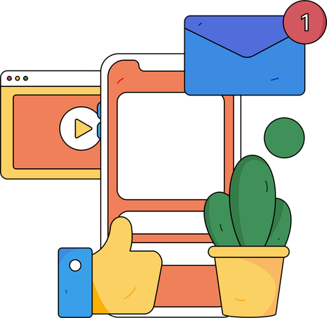 Social media mail on mobile  Illustration