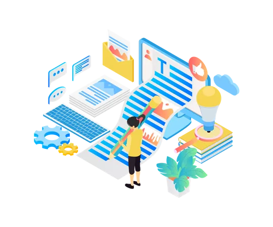 Illustration Of People Make Engage And Viral Content In Isometric Style Illustration