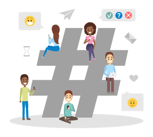 Social media marketing hashtag  Illustration