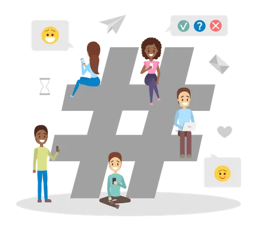 Social media marketing hashtag  Illustration