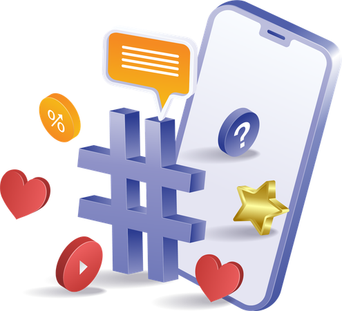 Social media marketing keyword hashtags  Illustration