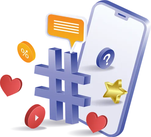 Social media marketing keyword hashtags  Illustration