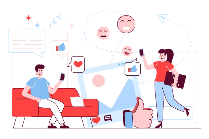 Social media network Illustration