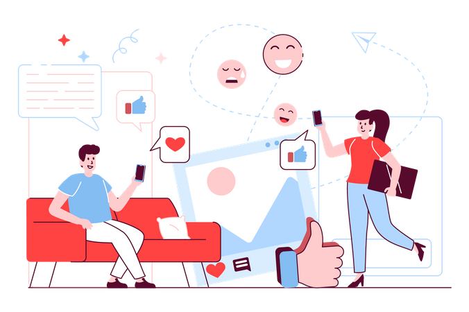 Social media network  일러스트레이션