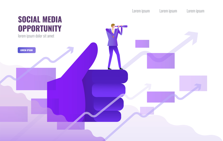 Social media opportunity and marketing concept  Illustration