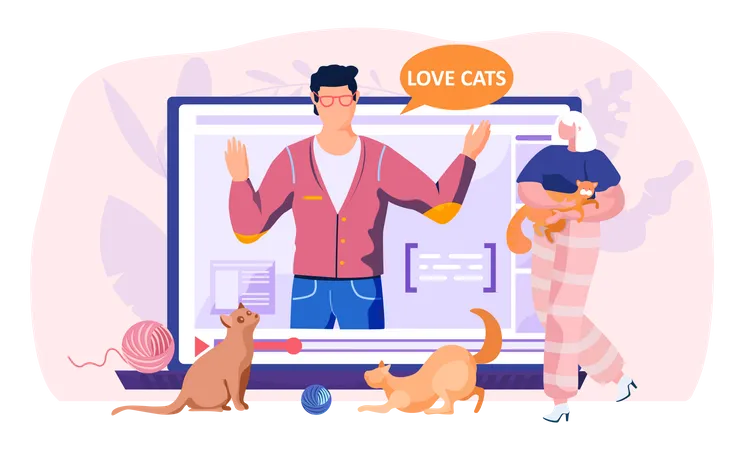 Social media post about love for cats Illustration