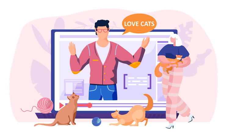 Social media post about love for cats  Illustration