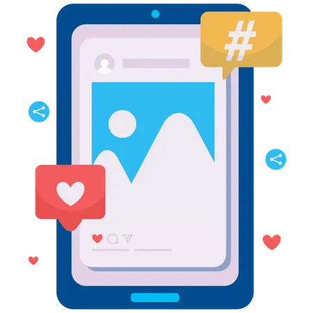 Social Media Post Engagement  Illustration