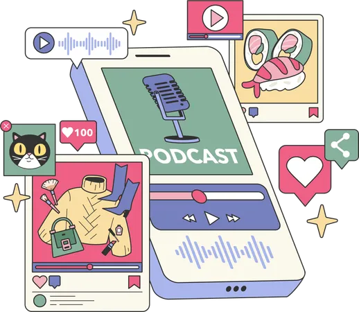 Social media postcast  Illustration